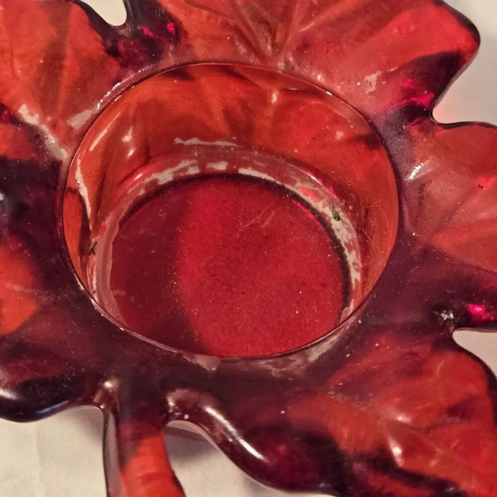 Vintage Federal Glass Celestial Candle Holder Set - Iridescent Sunburst & Autumn